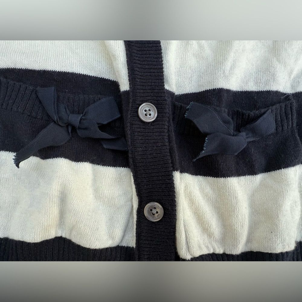 Abercrombie Kids Navy & White Striped Bow Cardigan Girls XL Y2K Vintage - Picture 5 of 8